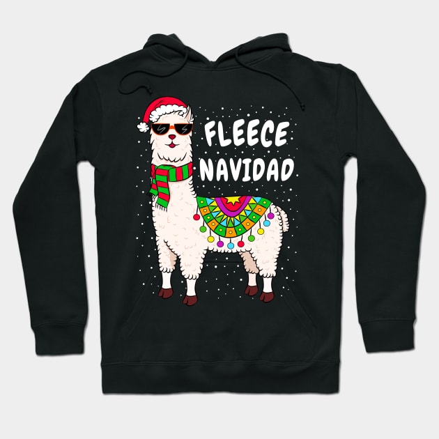 Spanish Christmas Gift Fleece Feliz Navidad Llama Hoodie by silentsoularts